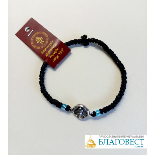 Браслет плетеный с серебряным образком Свт.Спиридона Тримифунтского, Corfu Браслет плетеный с серебряным образком Свт.Спиридона Тримифунтского, Corfu