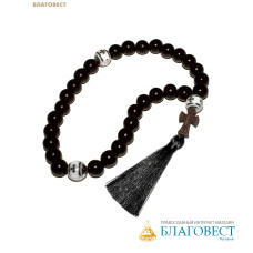 Четки из гагата (30 зерен) с крестом из самшита