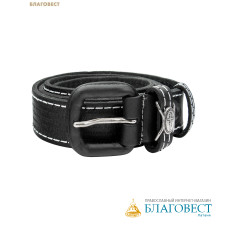 Ремень мужской, тиснение молитвы снаружи. Натуральная кожа. Длина изделия 117см, ширина 3,5см