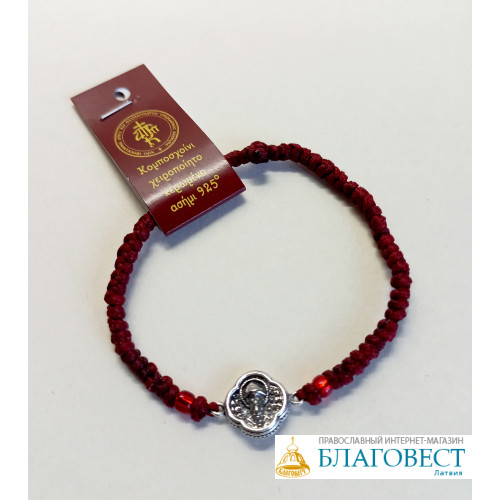 Браслет плетеный с серебряным образком Свт.Спиридона Тримифунтского, Corfu Браслет плетеный с серебряным образком Свт.Спиридона Тримифунтского, Corfu