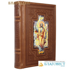 Молитвослов. Кожаный переплет. Золотой обрез. Финифть. Русский шрифт