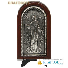 Икона Ангел Хранитель, дерево (ясень), гальваническое серебрение, размер 6,5*11см