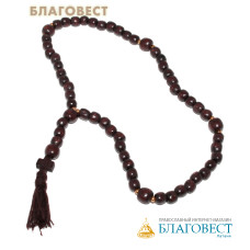 Четки деревянные с крестом 40 зёрен, (зерно 8мм), цвет в ассортименте